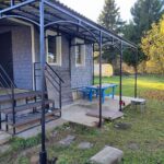 Навес из металла для дачи с профнастилом, Установка металлического навеса у дома, Готовый навес с арочной крышей